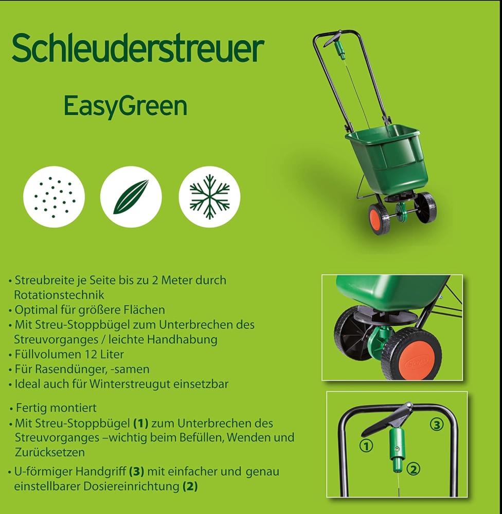 EasyGreen Universal-Schleuderstreuer Streuwagen Rasensamen, Dünger, Winterstreugut